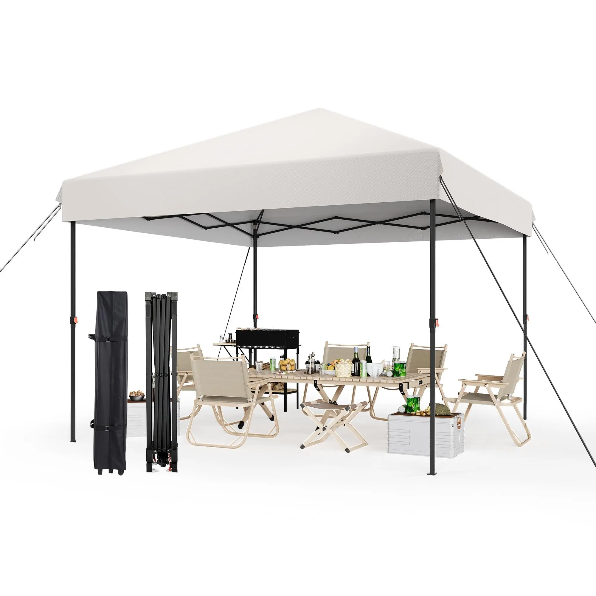 Pop Up Canopy Tent, 10x10/10x20 ft Instant Outdoor Shelter with 3 Adjustable Heights, Waterproof UPF 50+ Sun Protection, Heavy Duty Frame with Roller Bag, Sandbags, Stakes, for Market, Party, Events