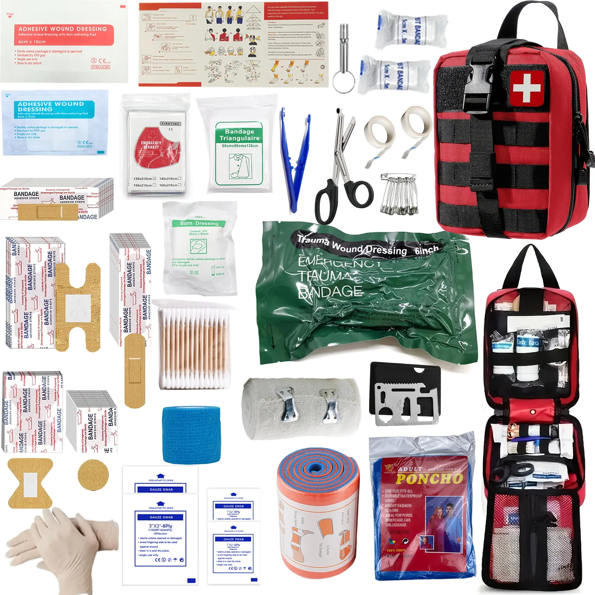 IFAK Trauma First Aid Kit Molle Pouches Emergency Survival Kit Suitable for Home, car, Travel, Camping, Hiking, Sports, Outdoor Emergencies-Quick Response First Aid Essentials