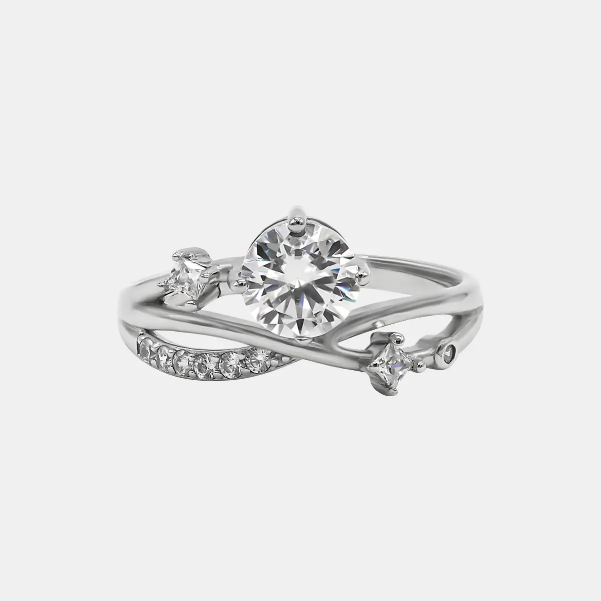 【437】"Cupid's Garden" 1 Carat Thorn Tiara Synthetic Moissanite Ring – Elegant Vintage Wedding/Engagement Jewelry for Women, Perfect Birthday/Valentine