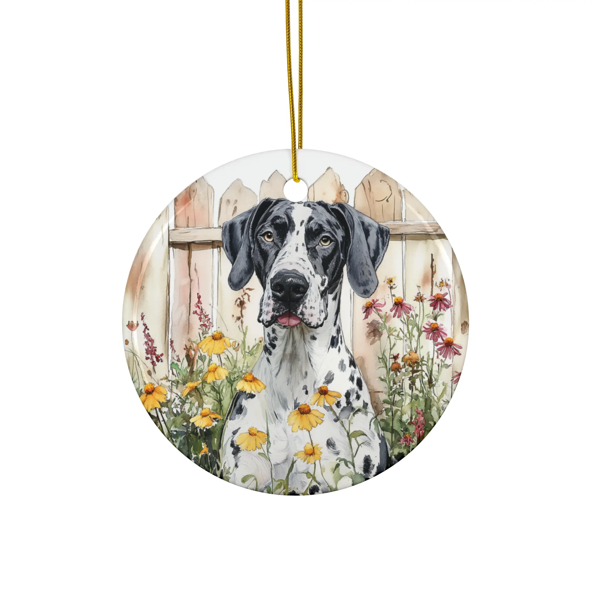 Mantle Great Dane Dog Ceramic Ornament, Pet Decor, Holiday Gift, Tree Decoration