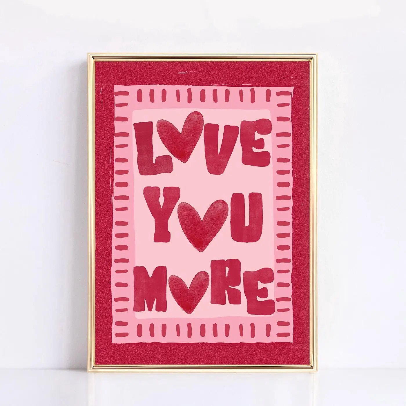 Love You More Print, Cute Valentines Day Wall Art, Love Poster, Valentines Quote Print, XOXO Wall Art, Valentines Day Decor, Handdrawn Art