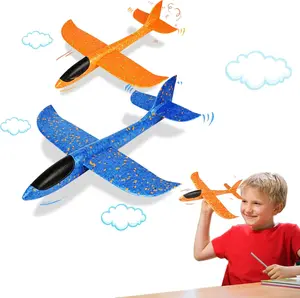 2 Pack Foam Airplanes for Kids, 13.3'' Throwing Foam Glider Planes Toys, Flying Styrofoam Kid Airplanes Toy for 3 4 5 6 7 8 9 10 11 12 Year Old Boys Girls with Outdoor Sports Play
