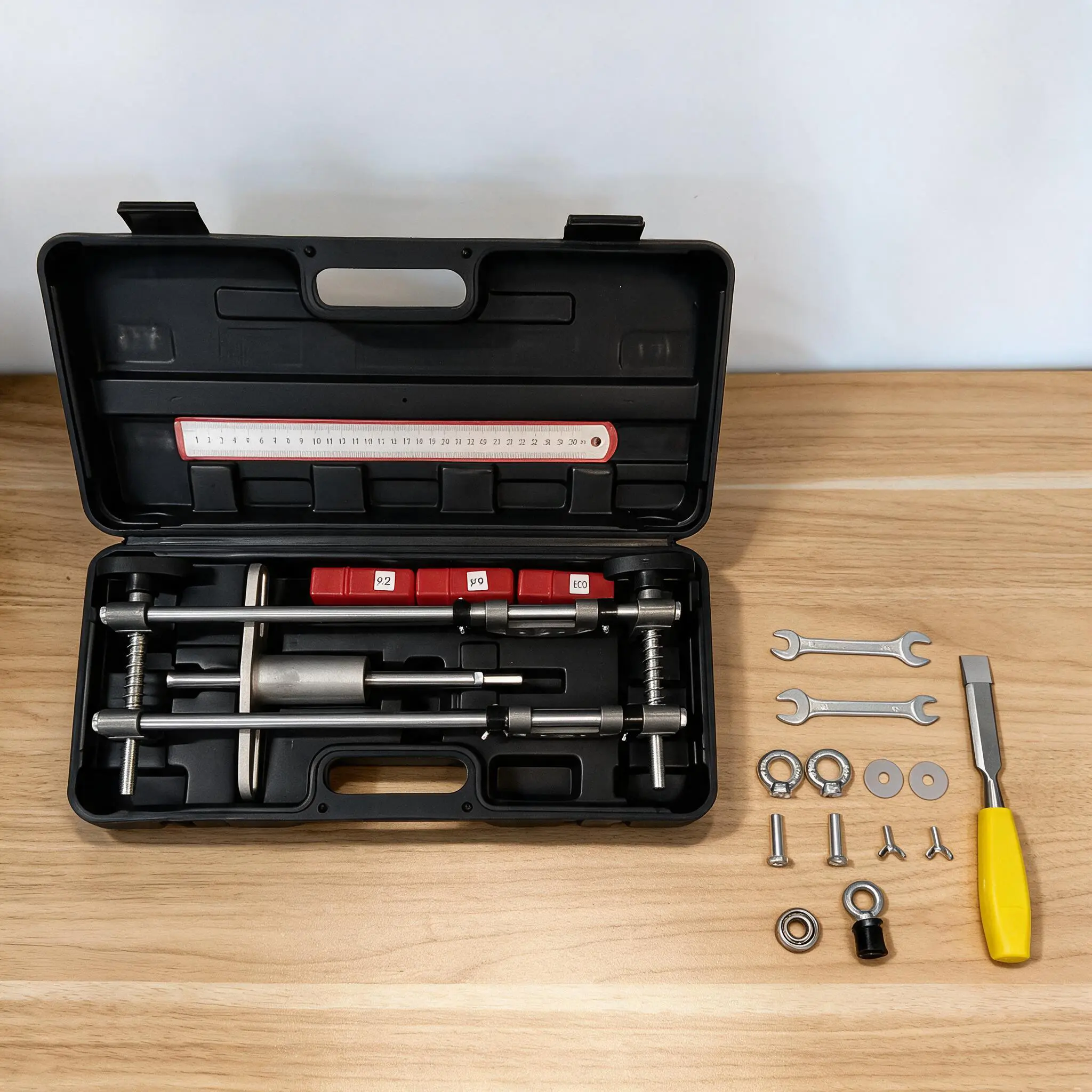 Heavy Duty Door Lock Hole Opener Kit - Universal Multi-Piece Adjustable Grooves Cutter Full Kit Set with Tungsten Steel Cutting Head, 30 mm Steel Ruler for Solid Wood Door Installation Drilling & Slotting Machine Tasks, Lock Hole Cut, Tool Kit Set, Alloy