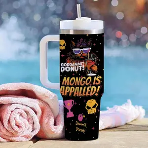 Dungeon Crawler Carl 40oz Tumbler With Handle, Princess Donut Stainless Steel Cup, God Dammit Carl Travel Mug, LitRPG Fan Gift, Donut And Mongo Fan - bok10197