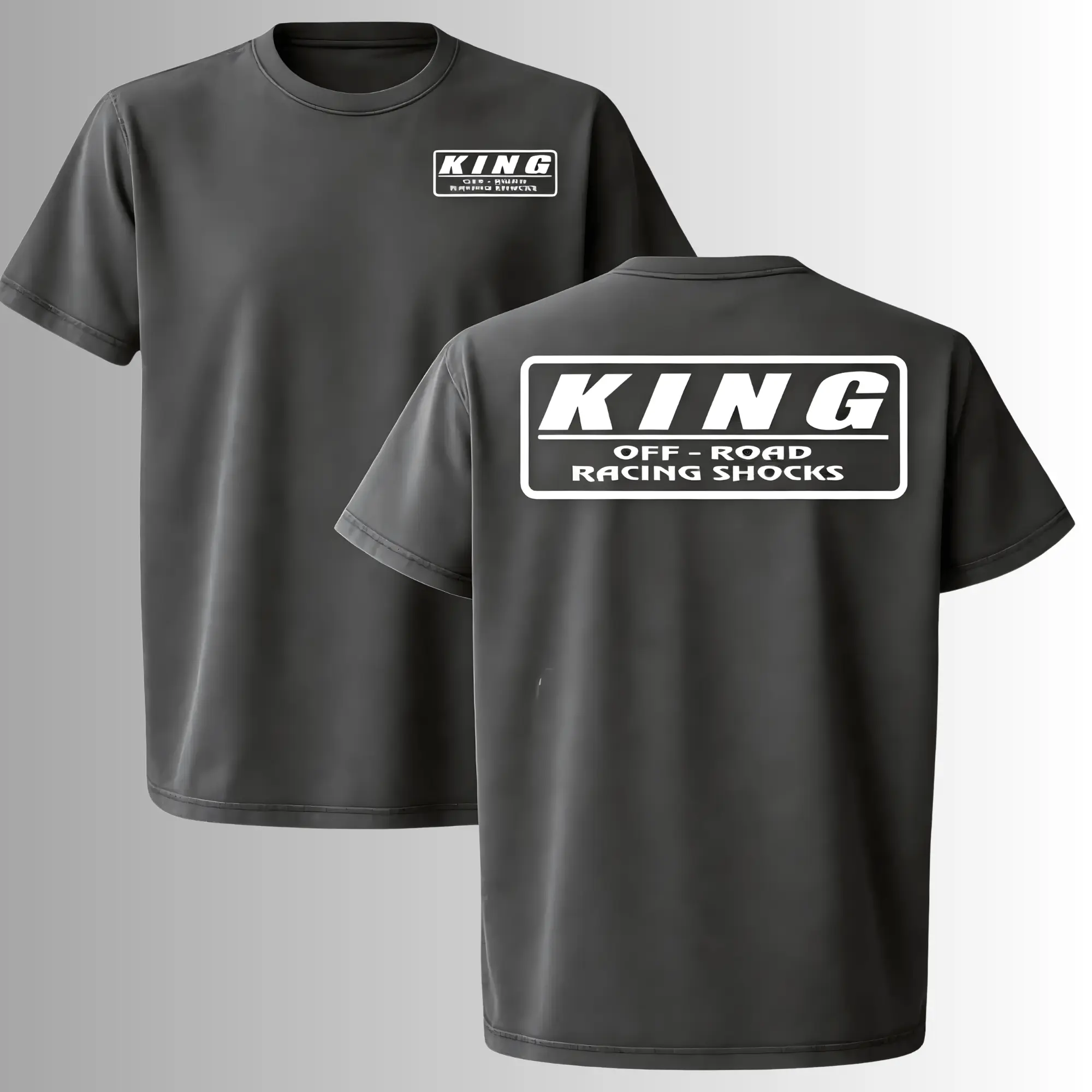 King Off-Road Racing Shocks T-Shirt, 2 Sides, King Offroad Suspension Graphic Tee