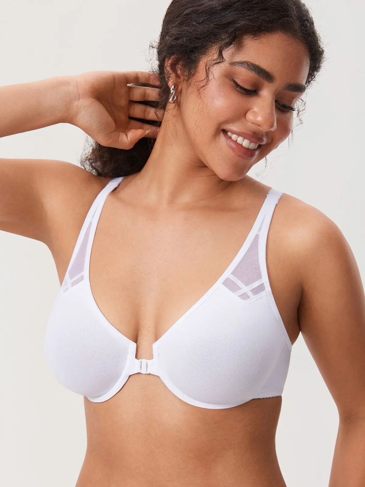 DELIMIRA Women's Front Closure Racerback Underwire Plunge Unlined Bra Full Coverage Supportive