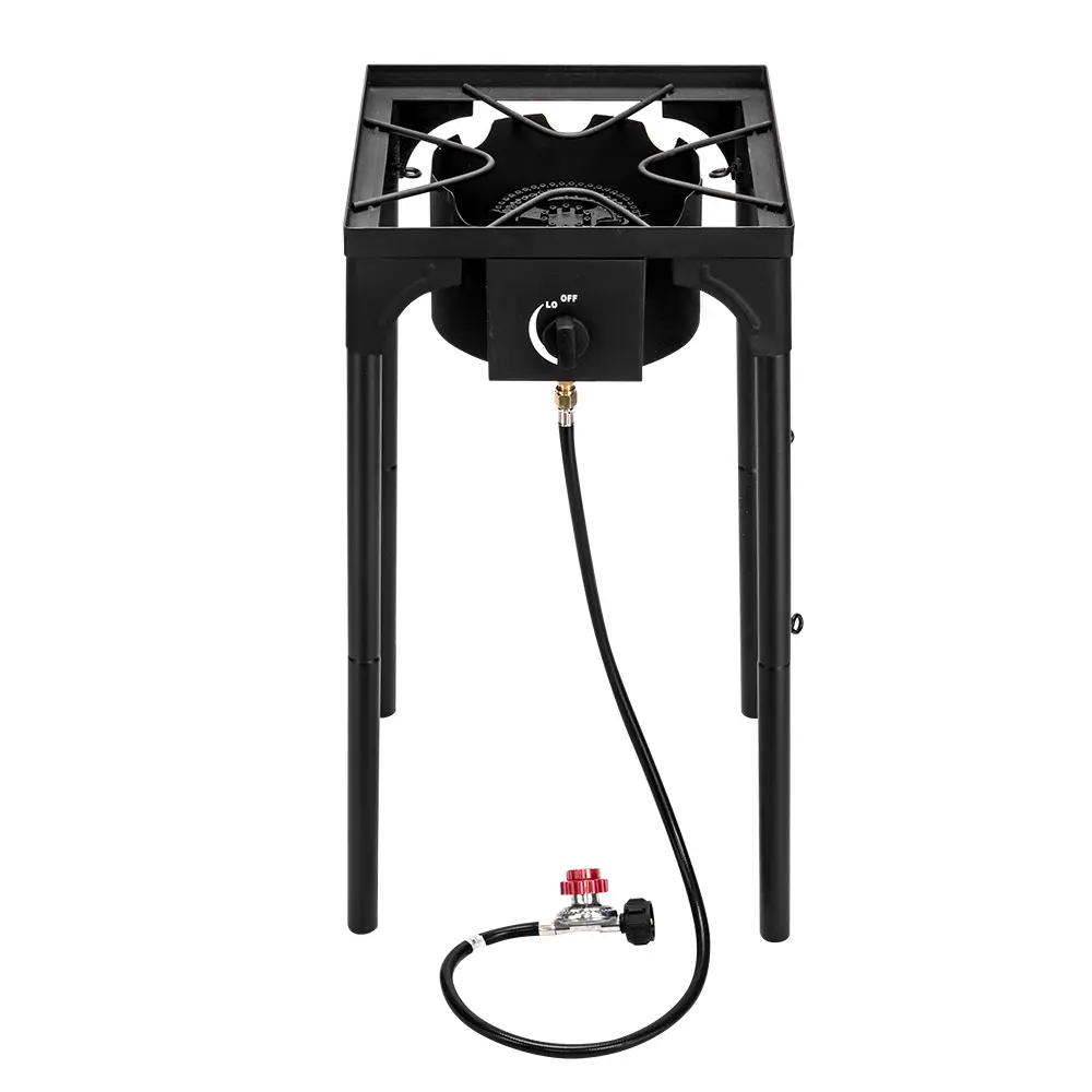 75000 BTU Portable Propane Stove, Heavy-Duty Single Burner Outdoor Camping Cooker with Adjustable PSI Regulator & Safety Auto Shut-Off for BBQ, Backyard, Tailgating