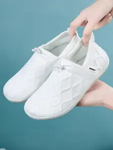 Women's Plaid Slip-On Sneakers, Summer Breathable Casual Walking Shoes, Soft Sole Lightweight One-Click Fastening Single Shoe