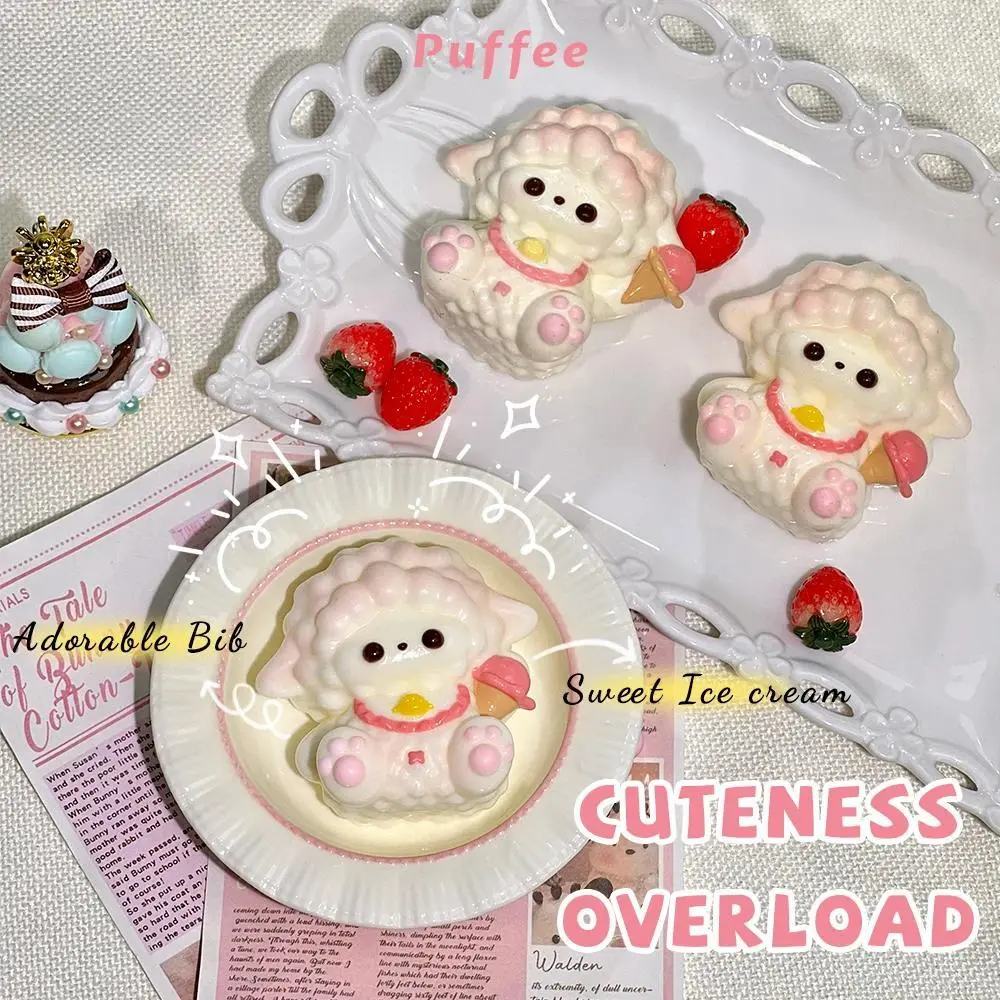 Ice Cream Lamb Food-grade Silicone Squishy Toy, Creamy Soft Adhesive Toy, Handmade Taba Squishy, Happy Game Pinching Toy, Sheep