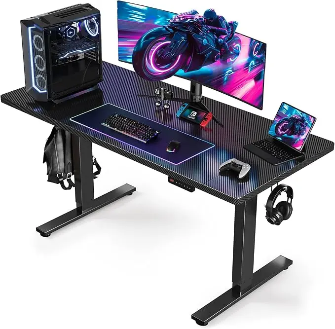 63x24 in Adjustable Height Electric Standing Desk - Ergonomic Computer Workstation, Heavy Duty Steel T-Shaped Frame, Memory Settings, Sit-Stand Function, Easy Set-Up, Ideal for Home Office Working, Computer Gaming Desks