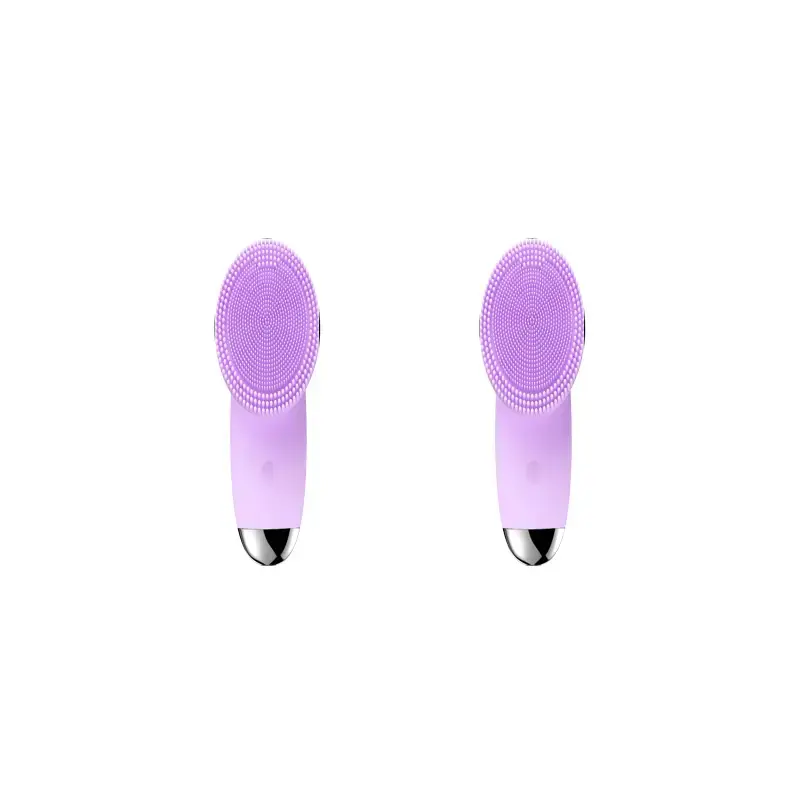 Electric Sonic Facial Cleansing Brush, 2 Counts Facial Cleanser Facial Cleaning Tool, Face Scrubber Attraction Face Brush, Cleaning Milk Silica Gel Purple Brush, Face Cleaning Tool