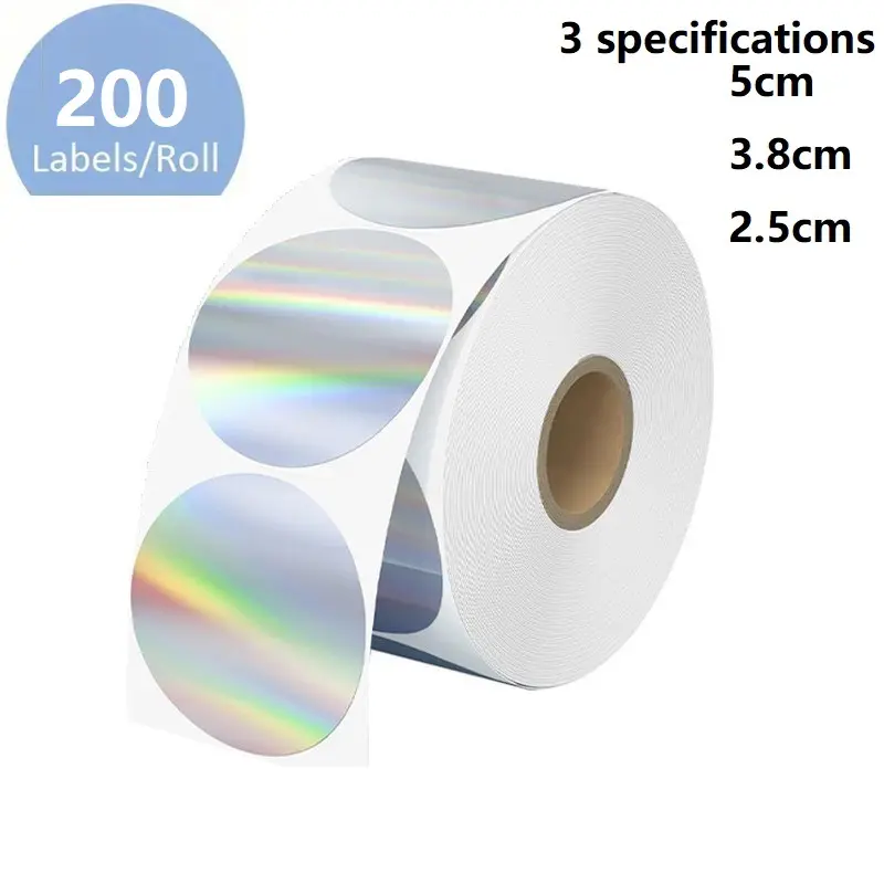 200 Sheets Per Roll Holographic Silver Color Thermal Labels Gold Transparent Waterproof DIY Printing Adhesive Vinyl Decal Stickers Direct Thermal Sticker Rolls Labels