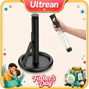 Ultrean Paper Towel Stand with Weighted Base, No-Lift One-Hand Tear – Stainless Steel Countertop Holder with Tension Arm, Anti-Slip Heavy Duty Dispenser for Standard & Jumbo Rolls, Modern Kitchen Accessory