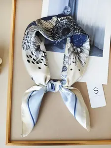 Fashion Floral Print Scarf for Women and Girls, Perfect Birthday Gift, Boho Style All Season Thin Woven Headscarf