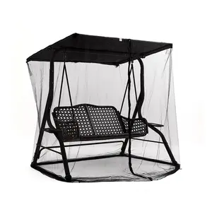 Patio Swing Mosquito Netting - Polyester Mesh Screen with Zipper Opening and roof Waterproof Tent - Rectangle Netting Curtain