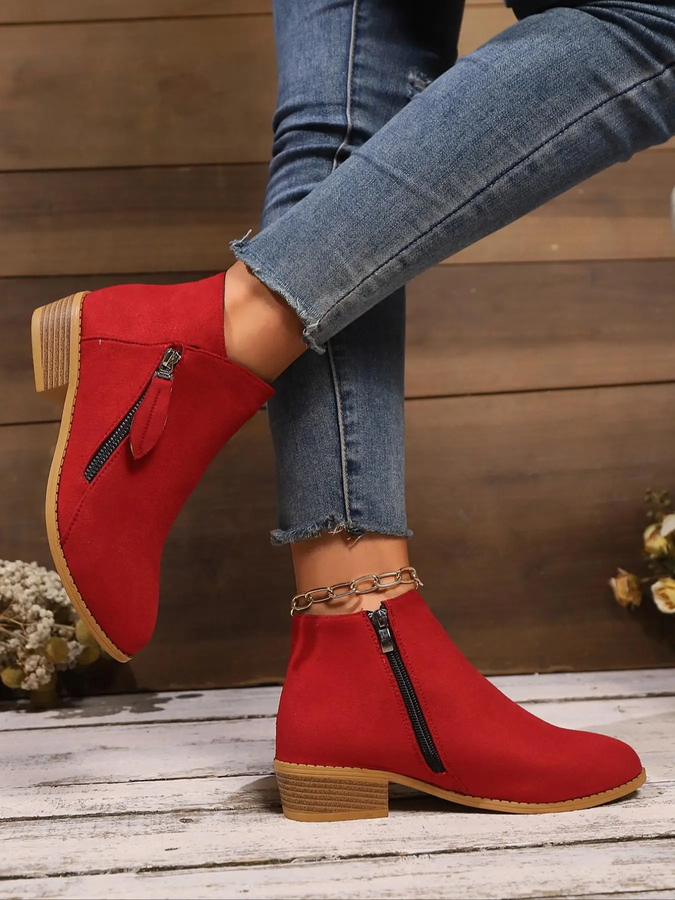 Women's Fashionable Solid Zipper Ankle Boot, Casual Comfortable Pointed Toe Winter Boots for Daily Wear, Female All-match Trend Designer Shoes for F
