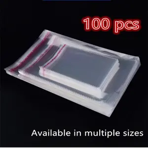100pcs Transparent Plastic Opp Self-Sealing Bags, Reusable for Photos, Jewelry, Socks, Candy Packing, Gift Cookies, Mall Bags, Reusable Storage Bags