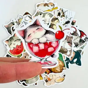 50PCS Cute Cat Stickers Water Proof for Crafting Mood Booster Gifts Decorating Adorable Designs Perfect for Scrapbooking