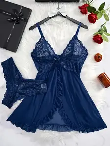 Women's Elegant Camisole Set with Adjustable Spaghetti Straps Soft Fabric Pajama Set for Holiday & Daily Wear Casual Floral Nightgown Floral Lace Trim Wedding Nightgown