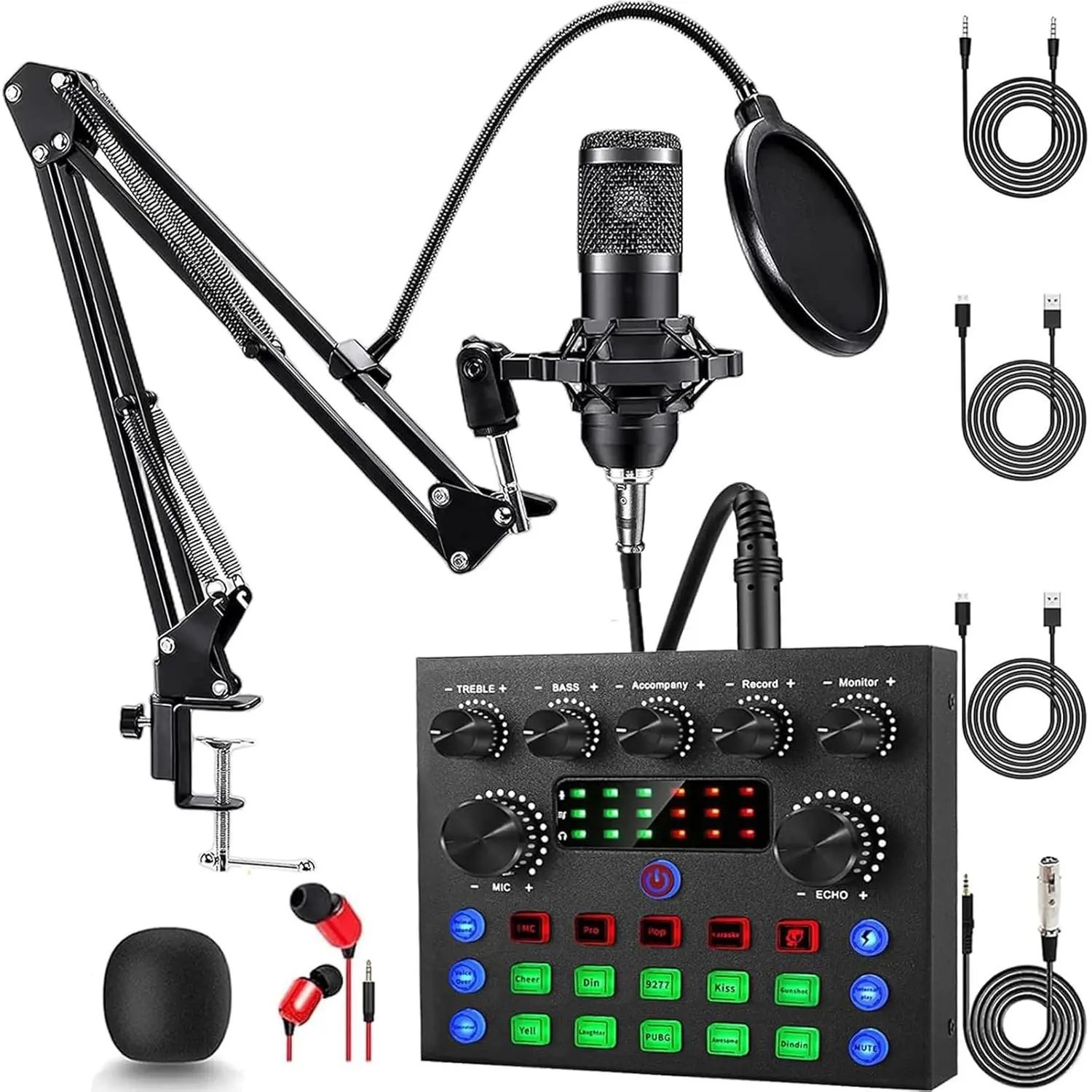 ALSO GO Podcast Equipment Bundle with BM-800 Microphone & V8s Sound Card - Recording Studio Gear for Singing, Live Streaming (Baby & Maternity Fashion Accessory)
