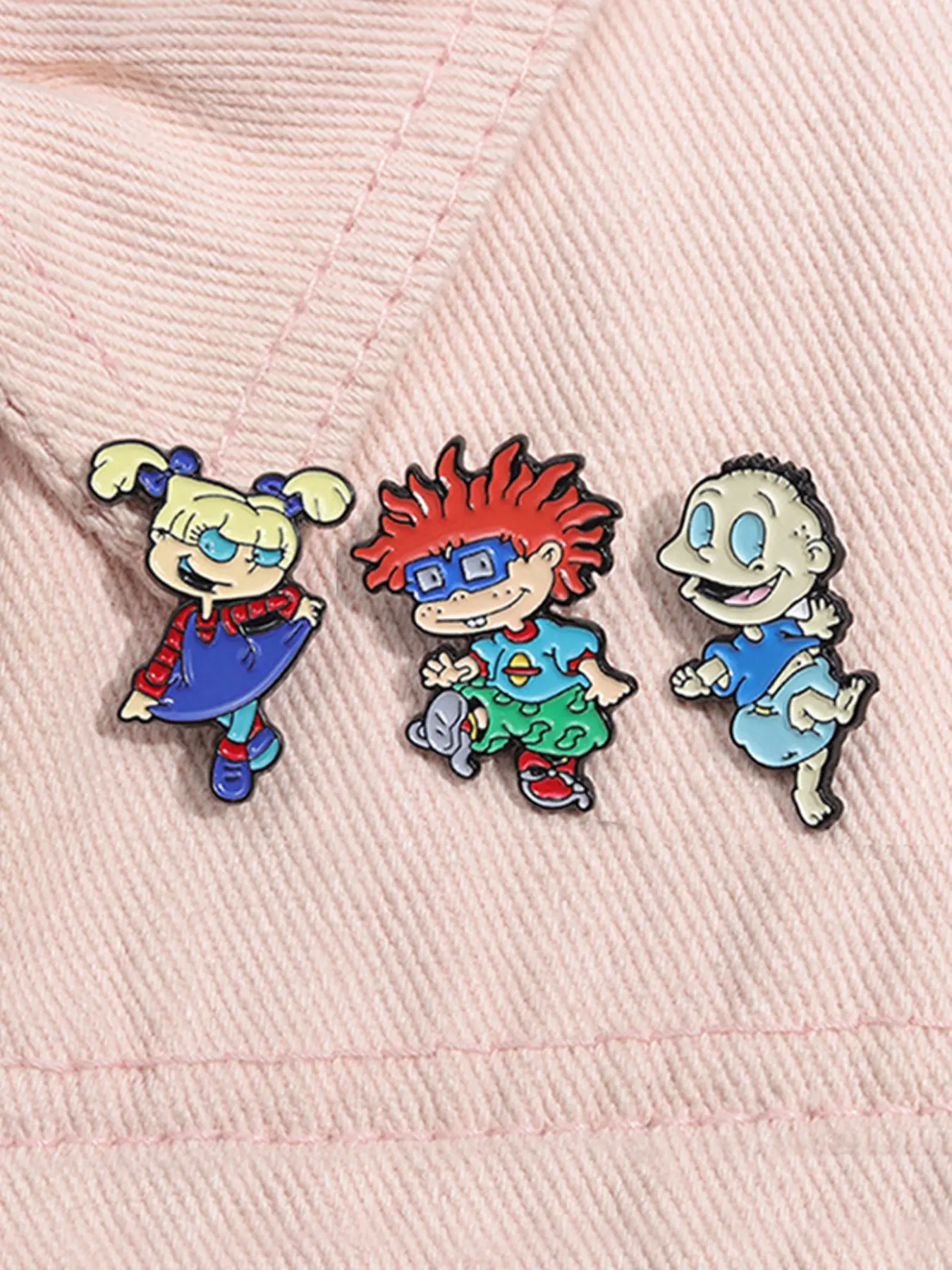 3pcs/set Animated Rugrats Angelica Enamel Pins Cartoon Anime Characters Yellow Hair Naughty Girl Metal Brooches Lapel Backpack Badge Fashion Jewelry Accessories Gifts for Kids Friends Alloy Brooch Pin