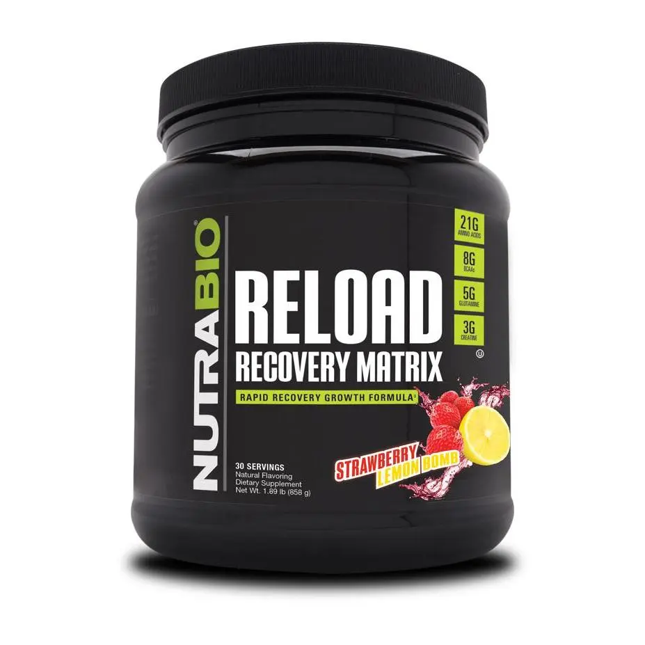 Nutrabio Reload Recovery Matrix Protein Powder, 30-Serving Fitness Dietary Supplement, Amino/Beta-Alanine/Glutamine/0-Caffeine Recovery Protein Supplements, Supports Muscle Health & Nutrition for Workout Enthusiasts, Amino Protein Supplements