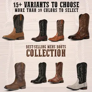 CELNEPHO Cowboy Boots for Mens Square Toe Western Embroidered Durable Chunky Block Heel Retro Classic Wide Calf Traditional Work Mid Calf Boots for Party Festival Country Wedding Shoes StepUp Styles