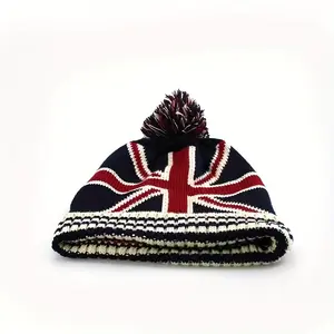 1pc Warm British Flag Knitted Pullover Hat for Autumn and Winter