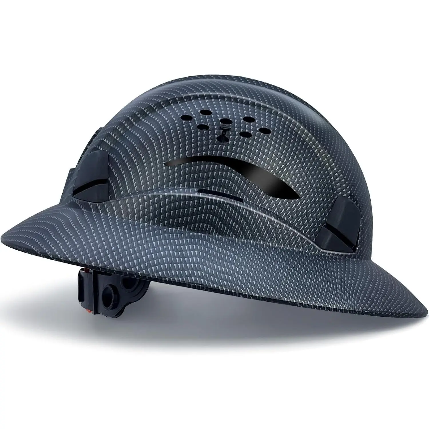 Vented Full Brim Hard Hat, Lightweight HDPE Safety Helmet for Construction with 6-Point Adjustable Ratchet Suspension and Padded Liner, Fits 52-63cm, Forestry, Warehouses, 1.6-Point Suspension Padded Liner, Hdpe Shell, Outdoor Work