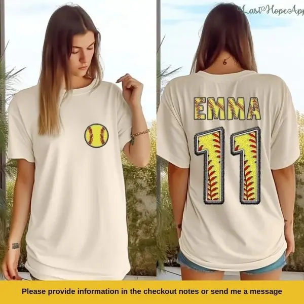Custom Softball Name and Number Shirt, Double Sided, Game Day Tee, Softball Lover Gift, Personalized Softball, Softball Team