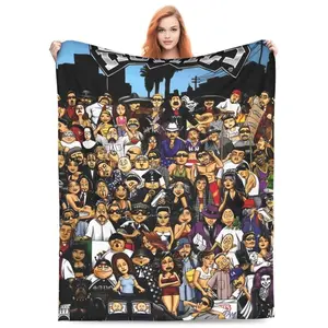 Super Soft 'Homies' Themed Flannel Blanket - 100% Polyester, Multi-Use, Comfortable, Stylish, Machine Washable | Ideal for Sofa, Bed | Perfect Gift for Thanksgiving, Christmas