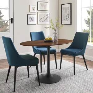 Modway Lippa 48" Oval Wood Grain Dining Table in Black Walnut