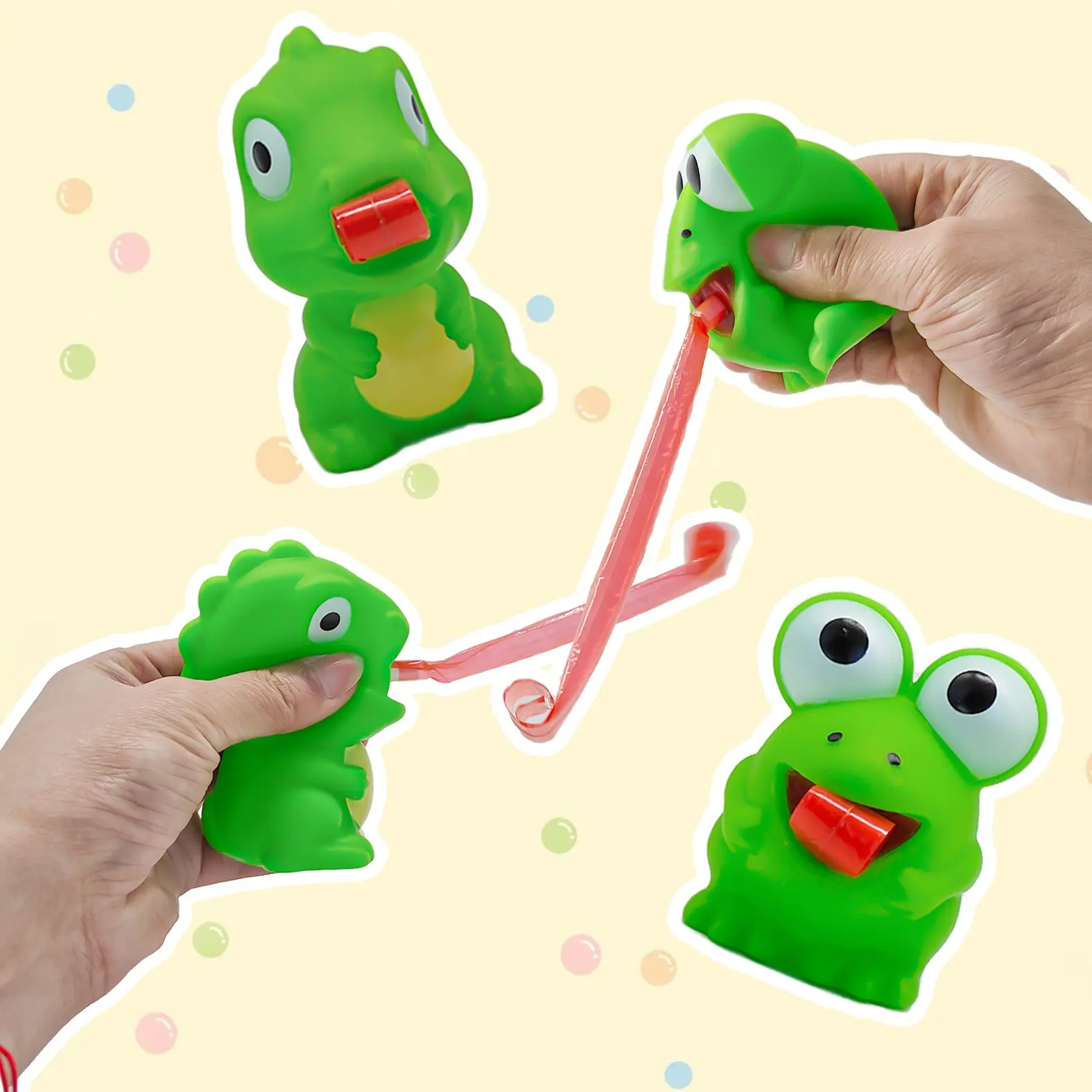 Funny Pinch Frog Dinosaur Tongue Toy – Cute Sensory Stress Relief Fidget Toy for Kids, Party Favor & Desk Toy