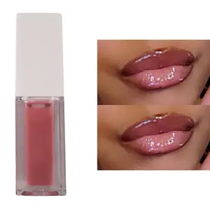 Nude Pink Lip Gloss Strawberry Scented Glossy Nourishing Shine Makeup Product for Radiant Lips Cosmetic Daily Smooth Blend