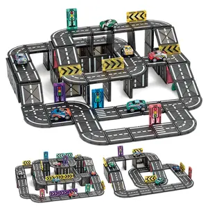 Creative Track Magnetic Building Blocks, Magnetic Construction Set, City Traffic Theme, DIY Free Assembly, Montessori Educational Toy for Kids Aged 3+
