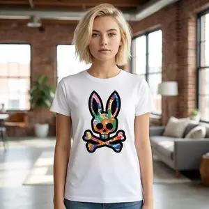 Bone Graphic T-Shirt Rabbit Design Unisex Short Sleeve Crew Neck Streetwear Hip Hop Style Tee for Summer Spring Casual Trending 2000s cute clothes Crewneck Tshirt
