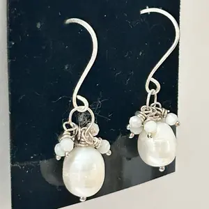 Freshwater Pearl Cluster Earrings – Sterling Silver