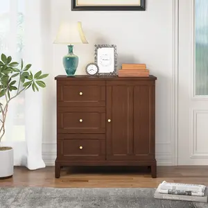Farmhouse Sideboard Buffet with Drawers & Cabinet | Aesthetic, Rustic, Vintage - Inspired | Spacious Storage for Dining Room, Living Room, Entryway | Stylish & Functional for Homeowners and Renters