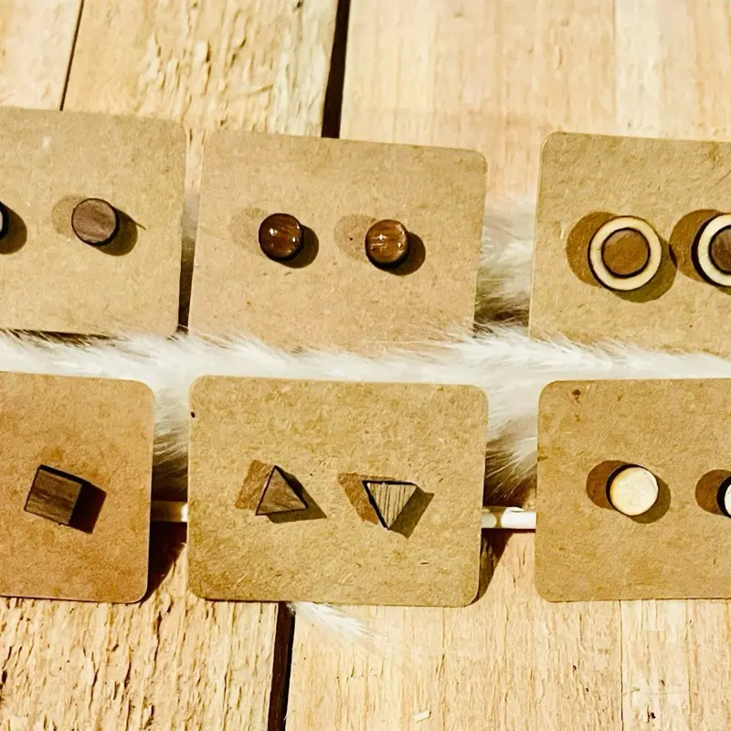 Simple Wooden Stud Earrings
