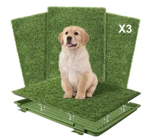 PetloveVibes Upgraded Dog Grass Pad With Tray: Reusable Training Potty with 3-Pack Replaceable Artificial Grass - Quick Absorbent Indoor Patio Portable Washable Pee Pad For Small Medium To Large Dog, 22"x18"