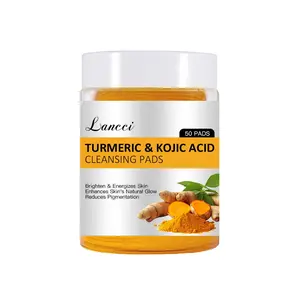 Turmeric Kojic Acid Cleansing Pads Face Cleaning Wipes Daily Face Wipes for Dark Spots Hyperpigmentation Even Skin Tone Gentle Exfoliating Makeup Remover Towelettes for Sensitive Skin Alcohol-Free 50 Count Cleanser Facial Disposable Wipes