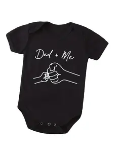Baby "Dad + Me" Fist Bump Short Sleeve Bodysuit - Soft Cotton Infant Onesie - Father & Baby Bonding Newborn Outfit for Boys & Girls