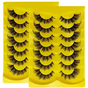 Cat Eye Lashes Synthetic Lightweight 3D Winged End, 14 Pairs/2 Pack, Elongated Eyelashes, Fox Eye Style, False Eyelash Extensions for Makeup