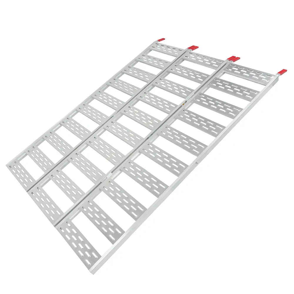 Garvee Aluminum Tri-Fold Ramp with Treads, 1 Pack - 1,500lb Capacity/500lb per Section, 50” W x 76” L — Easily and Safely Load or Unload Push Mowers, Garden Tillers, ATVs and More