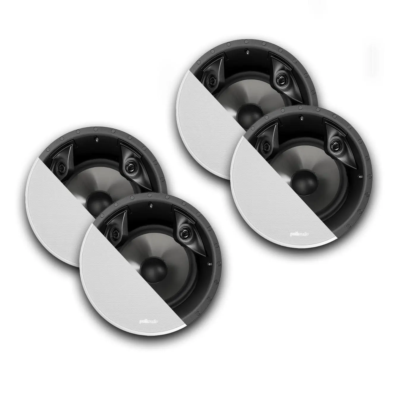 Polk Audio 80F/X-RT 2-Way Round Surround Sound In-Ceiling Speakers 4 Pack, Ceiling Mount, 4.75" Depth, 11-1/8" Height, 8 Ohms, 50Hz-25000Hz, for Hi-Fi Setup Bundles, 4-3/4" Depth