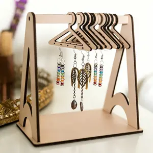 Portable Wooden Earring Organizer Wall Hanging Jewelry Stand Desktop Necklace Holder Room Decoration Ladies Gift