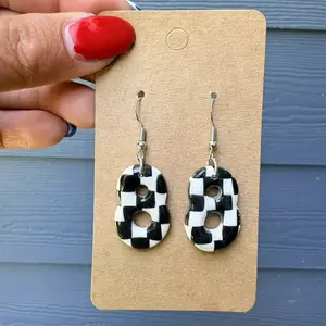 Checkered Number Earrings | Racing-Inspired Earrings | Race Fan Accessories