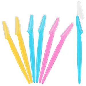 6PCS Eyebrow Razors Bulk, Face Razors for Women Men, Dermaplaning Tools Facial Hair Removal Shaver with Protective Cover, Multipurpose Eyebrow Trimmers & Face Shaving Razors for Smooth Skin, Multicolor
