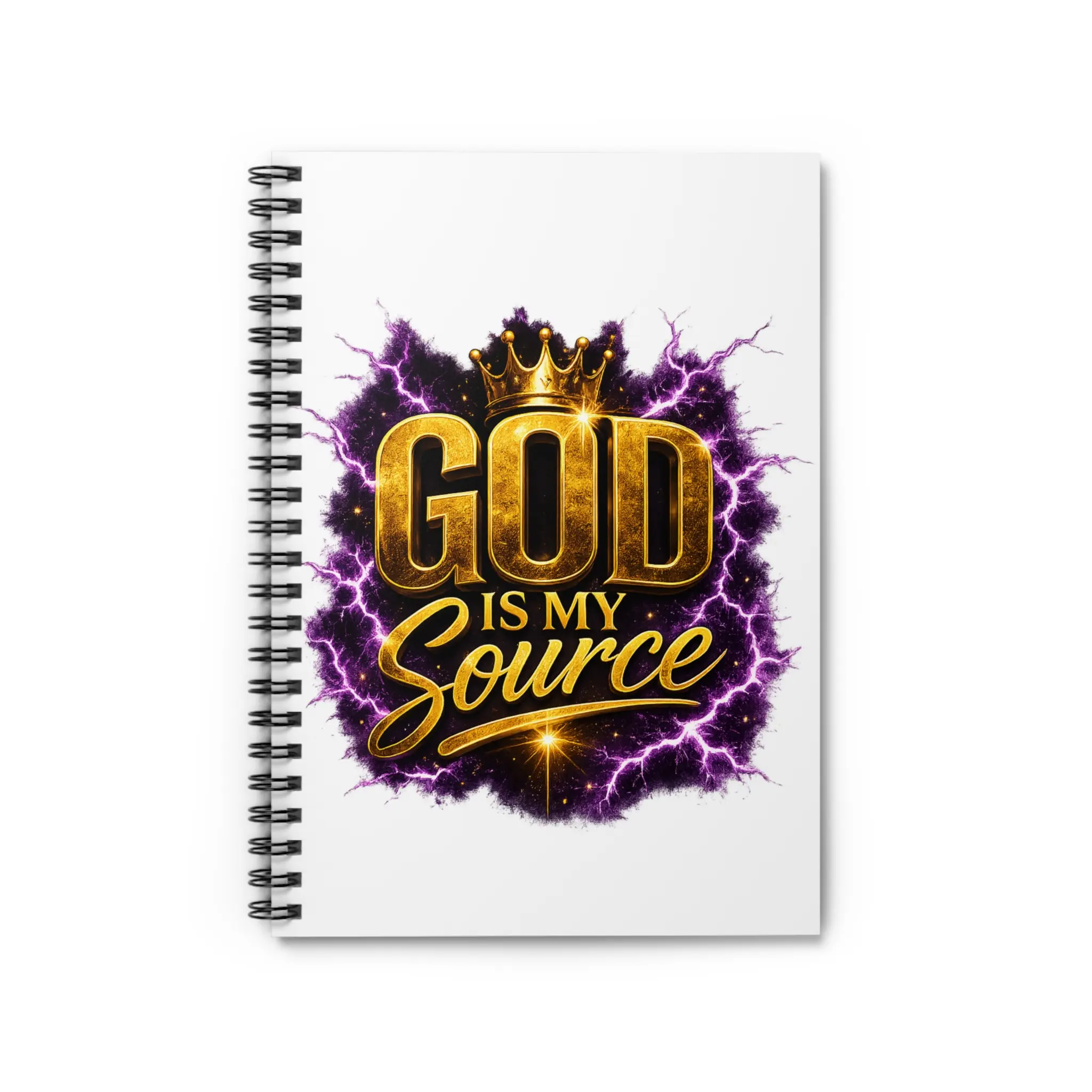 God Is My Source Spiral Notebook | Christian Faith Lightning Design