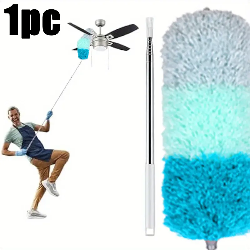 Extendable Microfiber Duster with Long Handle, Bendable Washable Dust Remover, Telescopic Dust Brush for High Ceiling, Window, Furniture Home Cleaning